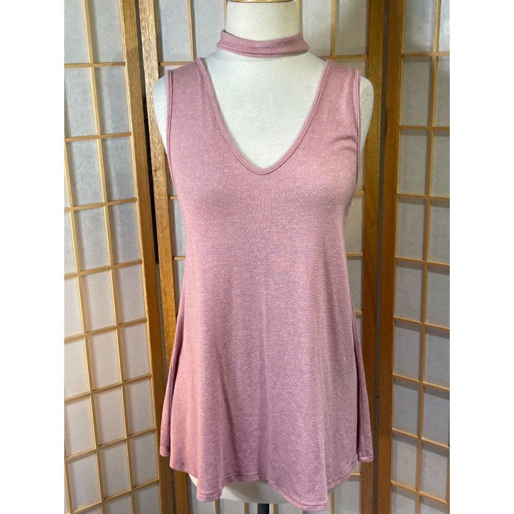 Caution to the Wind Med Mauve Choker Neck Swing Tank Top Sleeveless